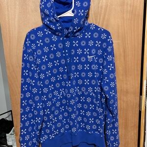 Nike Blue Hoodie with White Snowflake Pattern